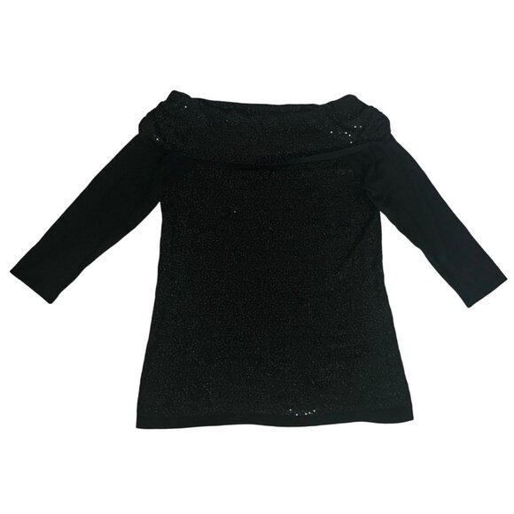 White House Black Market Cashmere Blend Sparkly Off-Shoulder Pullover Sweater S - Picture 2 of 11